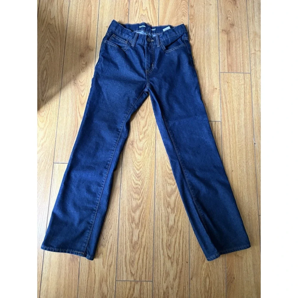 Lot of 2 Old Navy Boys Size 12 Straight Jeans BuiltInTough Adjustable Waist Blue